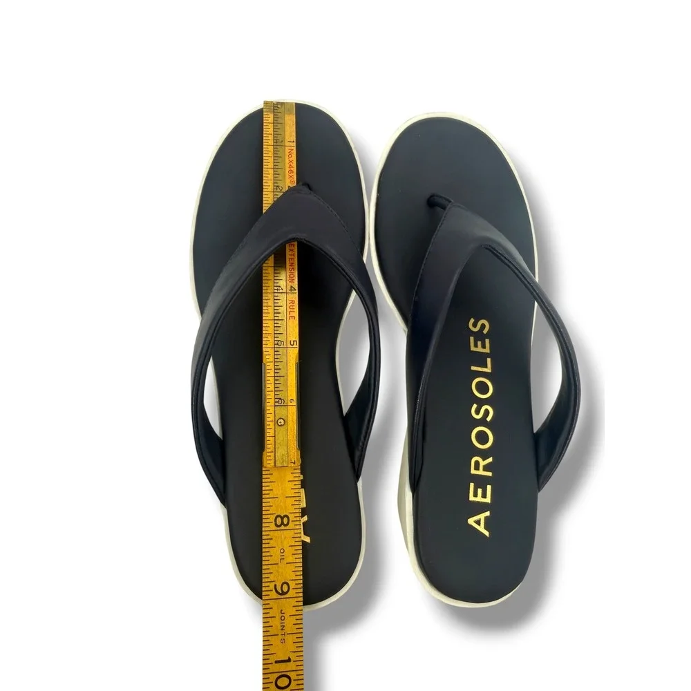 Aerosoles Navy Comfort Wedge Flip Flop/Thong Sandals Women's Size 6 Cushioned